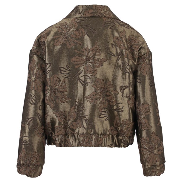 Enjoy Bomber jasje gouden bloem Licht Taupe